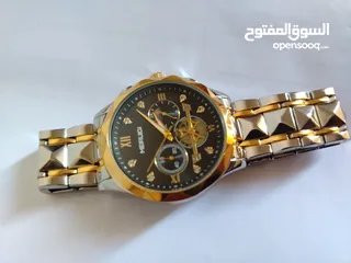  5 للبيع: ساعة MEIRUIDI رجالية أنيقة - مينا أسود، كرونوغراف، سوار ذهبي وفضي مميز