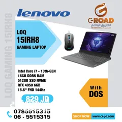  2 لاب لينوفو لوك جيمنجIntel Core i7-13th-GEN 16GB DDR5 RAM512 GB SSD NVME RTX 4050 6GB 15.6" FHD144Hz