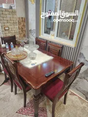  5 طاولة سفره 6 كراسي خشب زان ماليزي