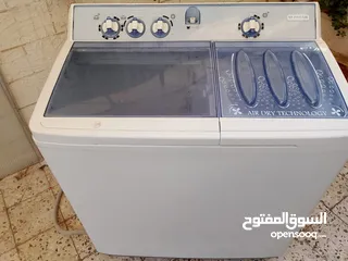  1 غسالة حوضين شغالة 100% غسيل وتنشيف وتصريف ع الفحص  حجم جامبو 16 كيلو  بسعر مغري جدا فقط 70 دينار