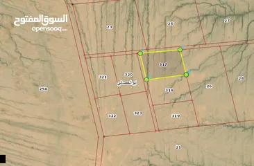  10 سبع قطع اراضي للبيع في ابو الحصاني - شعيب حماد - بعيدة عن الطريق الصحراوي 3.38 كيلومتر