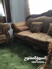  6 طقم كنب ضيوف خشب زان 9 مقاعد بحالة ممتازة