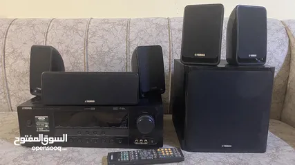  6 Yamaha Home Theatre system with woofer in a good condition. Remote working partially.