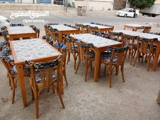  19 كرسي مقعد منجد وخش  حسب الطلب خشب زان لف على البخار مناسب للكفيهات والمطاعم والمقاهي