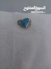  2 خاتم فضة عيار 925 استرليني اصلي مع حجر الفيروز الكريم اصلي مع عروق الحجر الاصلية انيق جدا وفهم