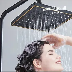  3 "Versatile" Luxurious Black & Gold Shower Set With Handheld Spray Head - Wall-Mounted, Complete
