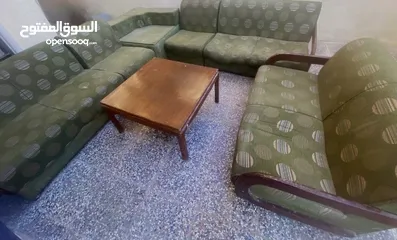  7 ديوان طخم قنفات مستعمل 3 قنفات 2 كرسي مع زاوية و طبلة وسطية