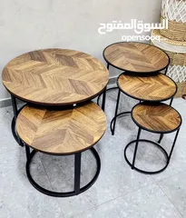  7 طاولات مودرن متداخلة عملية وأنيقة  متوفرة بعدة تصاميم عصرية وجديدة  خشب طبيعي  اسود ، ابيض، رمادي