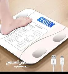  1 ميزان شخصي ذكي بلوتوث لقياس الوزن، الدهون، العضلات، العظام، المياه بالجسم.