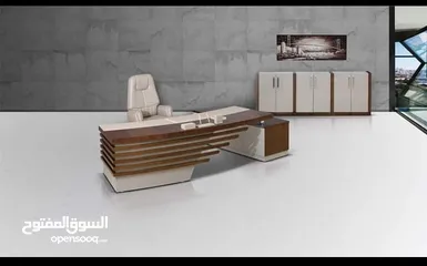  2 مكتب مدير مودرن (اثاث مكتبي -خشب-زجاج ) elegant modern office furniture desk