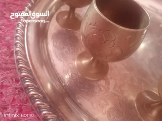  9 صينيه نحاس وست كاسات وداله