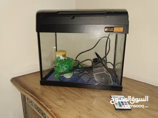  1 حوض السمك AQUARIUM WITH LIGHT AND OXYGEN PUMP AND ACCESSORIES