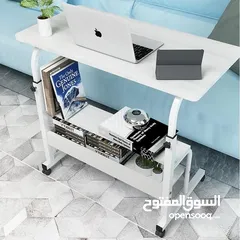  1 طاوله قابله لتعديل الارتفاع للدراسه والكمبيوتر مع ارفف لوضع الكتب  باللون الابيض