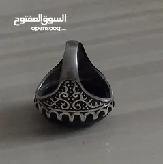  4 خاتم فضه يمني حجر عقيق اصلي حجم كبير جدا دفش