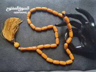  10 سبحة مسبحة  كهرب بولندي لون انتيك  56.48 غم