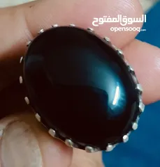  2 خاتم فضه يمني حجر عقيق اصلي حجم كبير جدا دفش