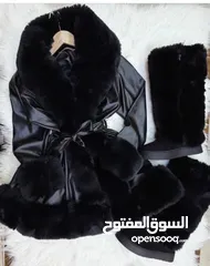  1 جاكيت فرو اسود وبني