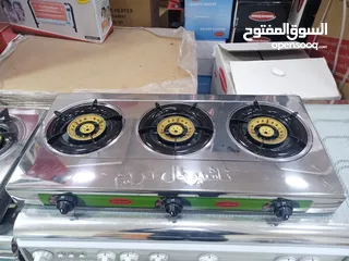  1 غاز 3عيون ستانلس ستيل ثقيل  عيون نحاس ونار حامية ونظام أمان حرق سعر 23دينار فقط لفترة محدودة مكفول