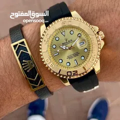  4 ساعة رولكس نخب اول ماستر كوبي ربر لون ذهبي