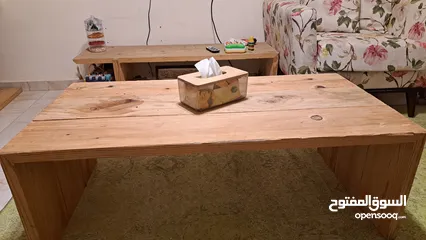  1 طاولة وسط خشب صنع يدوي
