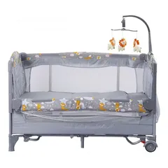  2 تخت بيبي من island toys امريكي فخم جدا مع كامل الاضافات next to me جنب متحرك وعلاقه العاب وعجلات
