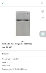  2 DOUBLE DOOR IKON Refrigerator IK89F 89Ltr