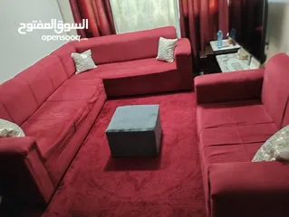  1 للبيع 70 كورنر حرف L مع ثنائية وبفة  وبرداي 3 قطع  وسجادة 2*3