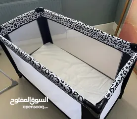 3 Leapord Print Travel Easy Fold Compact Baby Cot And Bed