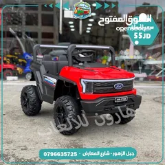  1 سيارة كهرباء جامبو  4 ماتور فل اضافات مع روموت كنترول اعلى صنف مع موسيقى و بلوتوث تناسب من 1 الى 6
