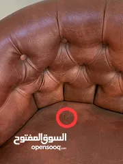  3 طقم كنب فاخر من خشب الزان والجلد