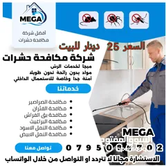  1 مكافحة الافات البيئية / مكافحة حشرات  25 دينار للبيت كامل