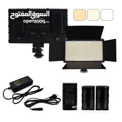  3 اضاءة تصوير مع شاحن وبطاريات عدد 2  LED-600 LED Light Panel Bi-Color 3200-5600k Video Light