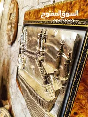  2 كاترو مجسم لبيت الله الحرام مصنوع من الفضة عيار 925 وأطار من خشب الزان الصنع إيطاليا