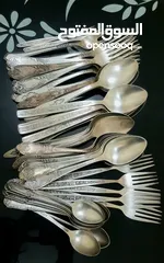  4 spoons & forks set silver U.S.S.R Union antiques 70th anniversary