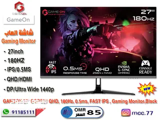  1 شاشة العاب عالية الدقة GAMEON 27inch 180Hz QHD