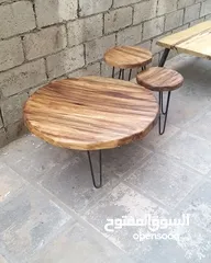  1 طاولات وسط وطاولات سفرة وطاولات تلفزيون خشب طبيعي بالكامل