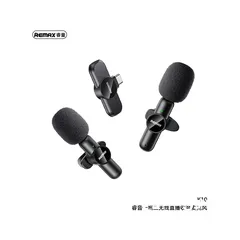  1 REMAX One-to-two Live-Stream Wireless Microphone K10 ميكروفون وايرليس عدد 2 وايرليس