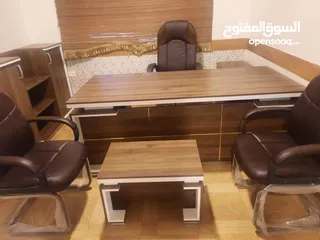  2 طقم مكتب مدير قياس2م مع خزانة خلفية وجانبية وطاولة قهوة توصيل مجاني