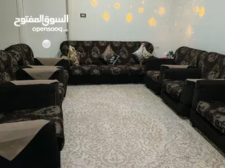  6 طقمين كنب خشب زان مستعمل  بحالة جيدة بسعر مناسب جدا