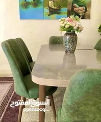  5 طاولة الطعام التركية ذات الجودة العالية ست كراسي و يمكن تغيير حجم الطاولة في حال كانت عندك عزومة