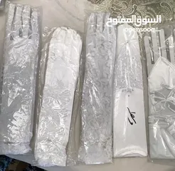  1 كفوف عرايس ستان لون ابيض ولون سكري و دانتيل   متوفر طويل ووسط وقصير