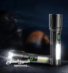  4 مصباح جبلي كشاف جيب لوكس مدى 300 متر ليد قابل للشحن قوي مع زوم  ضوء اضائه بيل لوكس يدوي ضد الماء ضوء