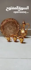 4 طقم زمزم ذهبي فاخر 8 قطع طقم ابريق مع 6 فناجين وصينيه مميز ديكور منظر