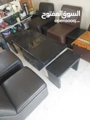 4 اثاث مكتبي في حالة ممتازة كنب+طربيزات بلكامل