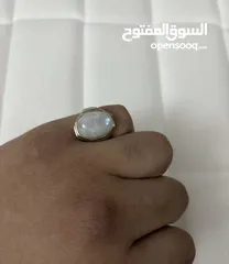  5 خاتمين الأبيض حجر القمر والأسود العقيق الأسود اصليين