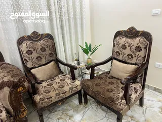  3 طقم كنب 7 مقاعد خشب زان مستعمل