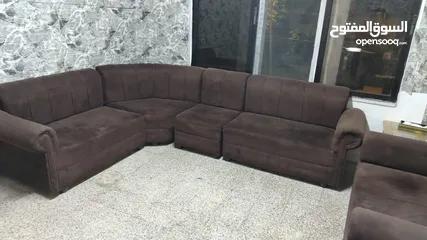 6 كنب بني كورنر  ممتاز مع كفرات