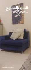  2 blu velvet Sofa Set 3+1+glass Table