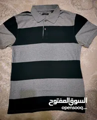  4 Polo Shirt - Slim Fit XL (Black & Grey Stripes)