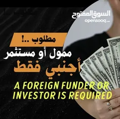  1 A foreign funder or investor is required - مطلوب ممول اجنبي فقط